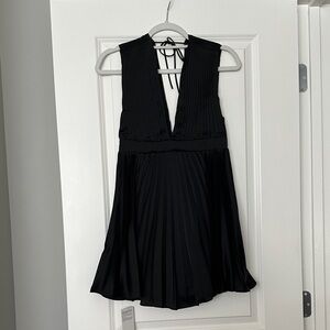 Abercrombie & Fitch Pleated Black Satin Dress
